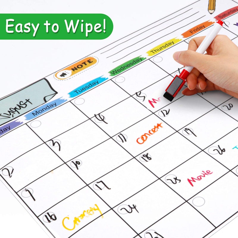 Feela Magnetic Dry Erase 2025 Calendar Kit, 4 Pack Feela Magnetic Whiteboard Calendar for Refrigerator Includes 2 Large 17''x13'' Monthly Chalkboard 1 Grocery List 1 DIY Note for Home Office - Image 5